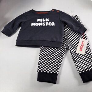 Cat & Jack Baby Milk Monster Sweatshirt Jogger Set, 3-6M, NWT